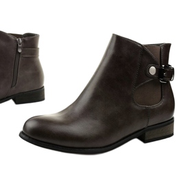 Šedé ploché kotníkové boty s gumičkou a zipem 20Y8035-1 šedá 1