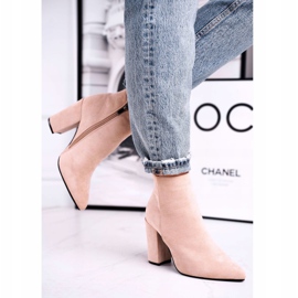 FW1 Dámské boty na vysokém podpatku semišové béžové žraloky béžový 2