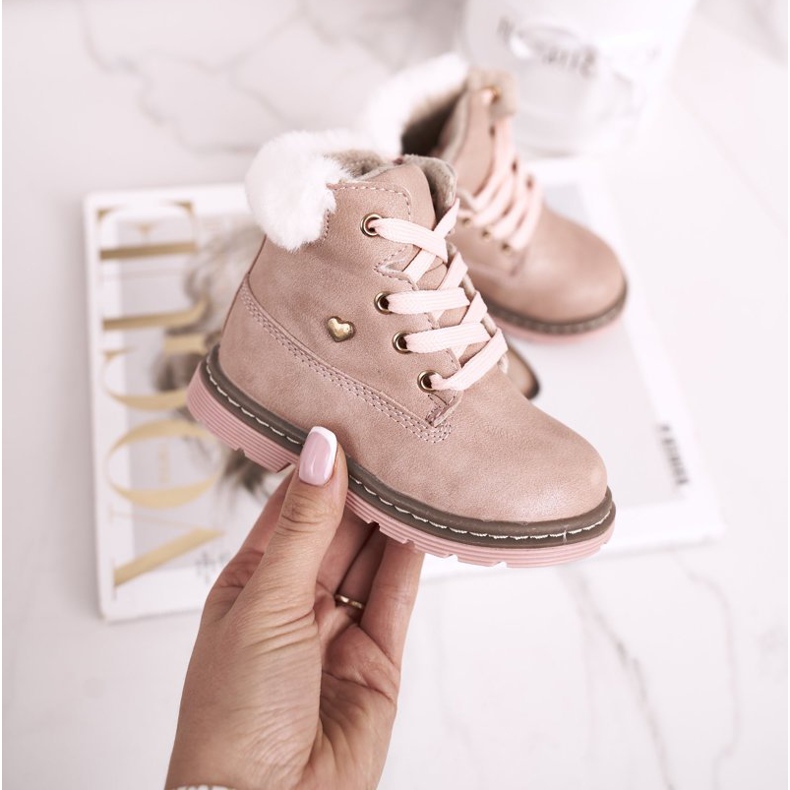 EVE Teplé dětské boty s kapucí Pink Maestro růžový 2