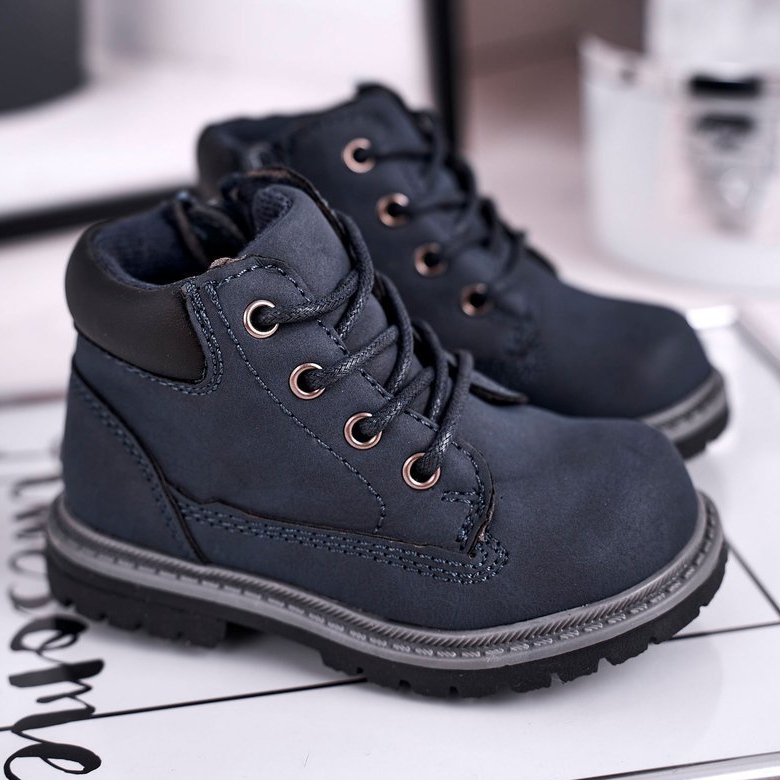 Apawwa Dětské chlapecké turistické boty tmavě modré Moa námořnická modrá 1