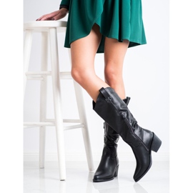 SHELOVET Černé kovbojské boty černá 1