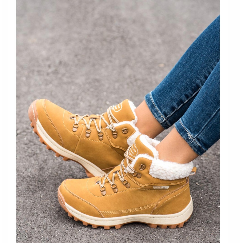 Ax Boxing Trekové boty s ovčí kůží žlutá 1