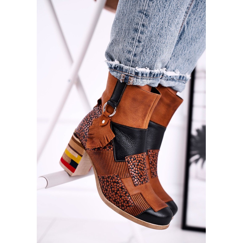 Dámské kožené boty Maciejka Rude 04635-29 hnědý vícebarevný 2