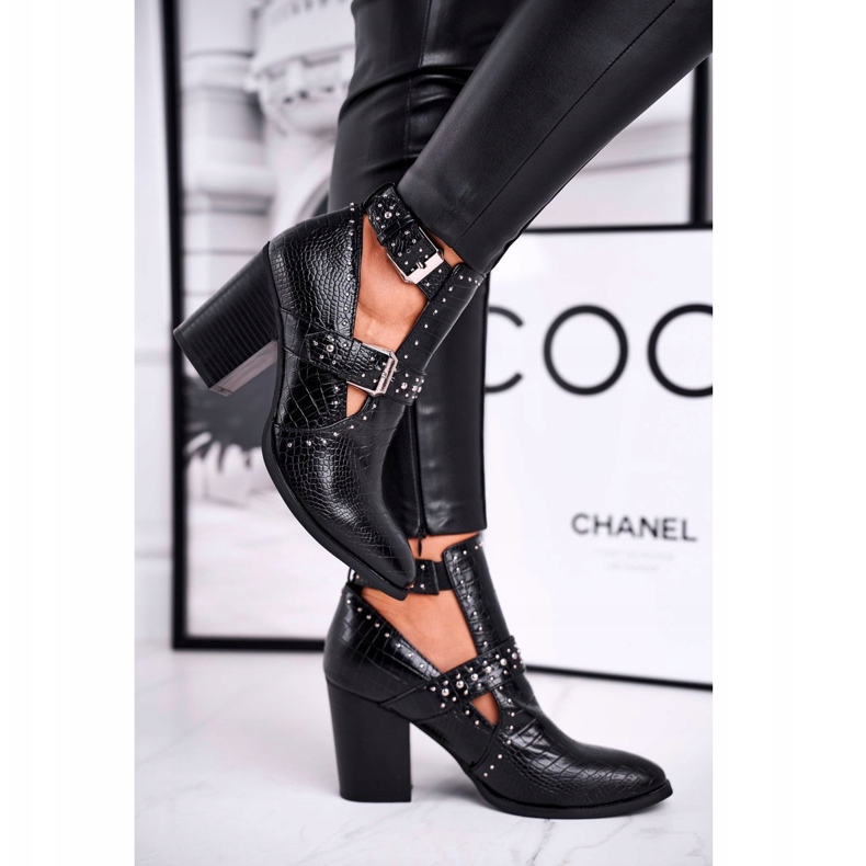 FRSS Dámské boty s výřezy Croco Black Aria černá 2 FRSS Dámské boty s výřezy Croco Black Aria černá 2