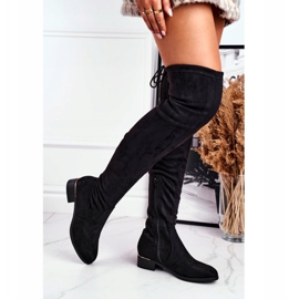 FRBS Dámská ekologická semišová obuv nad kolena černá holubice 2