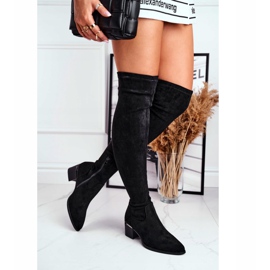 FRBS Dámské kozačky nad kolena Eco-semiš černé indigové černá 2