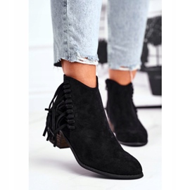 Dámské boty na podpatku s třásněmi černé kovbojské boty Mirage černá 2