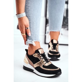 Vinceza Dámská sportovní obuv kůže černá a zlatá 21-7777 1