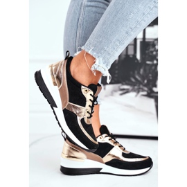 Vinceza Dámská sportovní obuv kůže černá a zlatá 21-7777 2