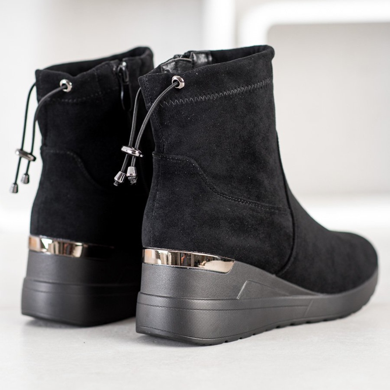 Camo Semišové klínové boty černá 1