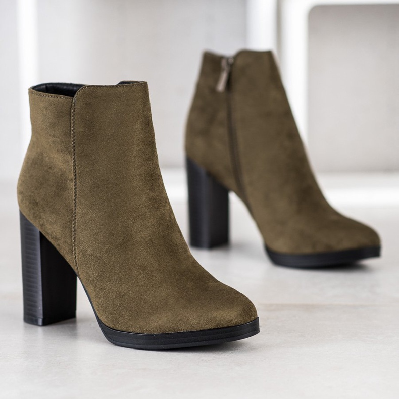 Super Me Módní kozačky na vysokém podpatku zelená 1 Super Me Módní kozačky na vysokém podpatku zelená 1