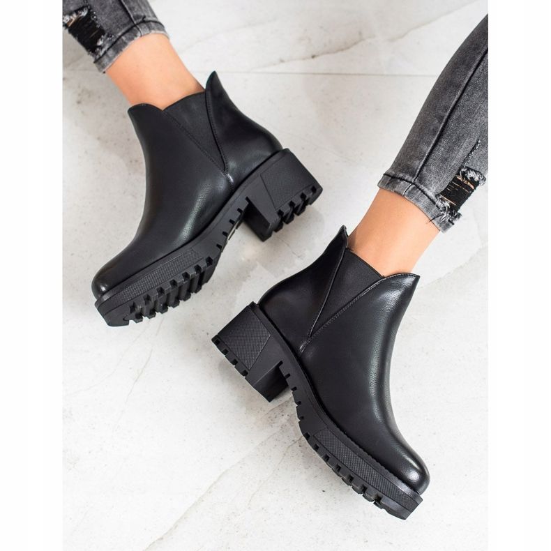 Super Mode Nazouvací boty z eko kůže černá 2