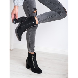 SHELOVET Vázané boty na příspěvek černý 1