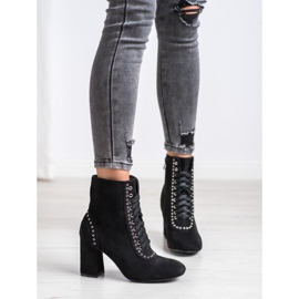 SHELOVET Vázané boty na příspěvek černý 2