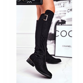 EVE Dámské kozačky nad kolena semiš / lycra černé Nash černá 1