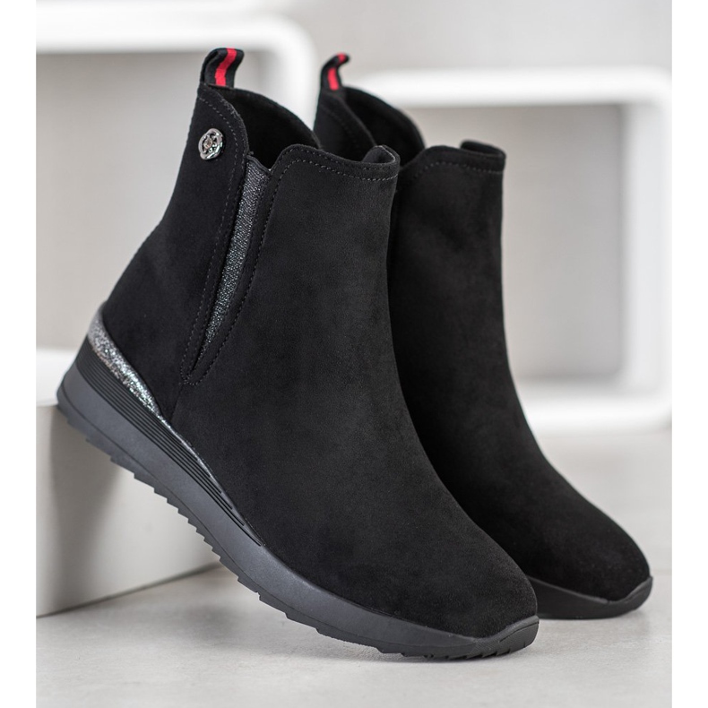 Gogo Teplé klínové boty černá 1