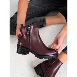 Ideal Shoes Pohodlné bordové kozačky červený vícebarevný 2