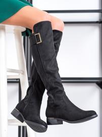 Evento Semišové boty se zlatou sponou černý 1