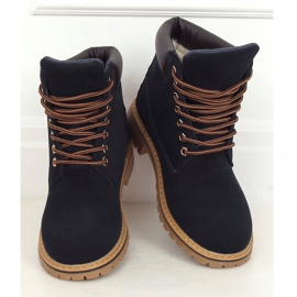 Dámské tmavě modré zateplené kozačky B175-22 NAVY / CAMEL námořnická modř 1
