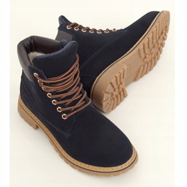 Dámské tmavě modré zateplené kozačky B175-22 NAVY / CAMEL námořnická modř 2