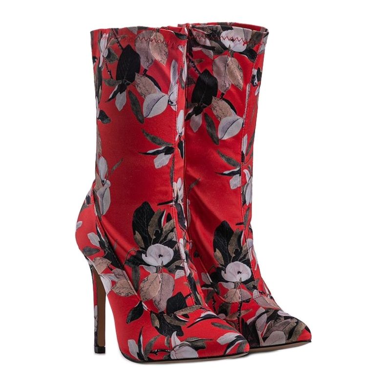 Červené kotníkové boty s ponožkou Santana 1