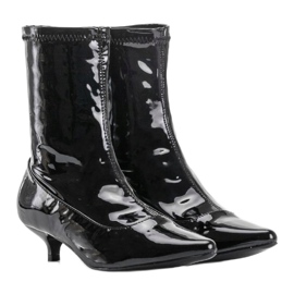 Černě lakované podpatky s ponožkou Ragemour černý 2