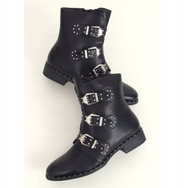 Černé kozačky s cvočky černé HX502 Black černý 1