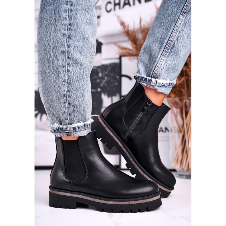 Dámské černé kozačky Jodhpur, černé jehlové černá 1 Dámské černé kozačky Jodhpur, černé jehlové černá 1