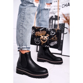 Dámské černé kozačky Jodhpur, černé jehlové černá 2 Dámské černé kozačky Jodhpur, černé jehlové černá 2