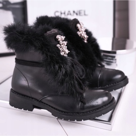 MSMG Dětské černé teplé boty Fur Ella černý 1