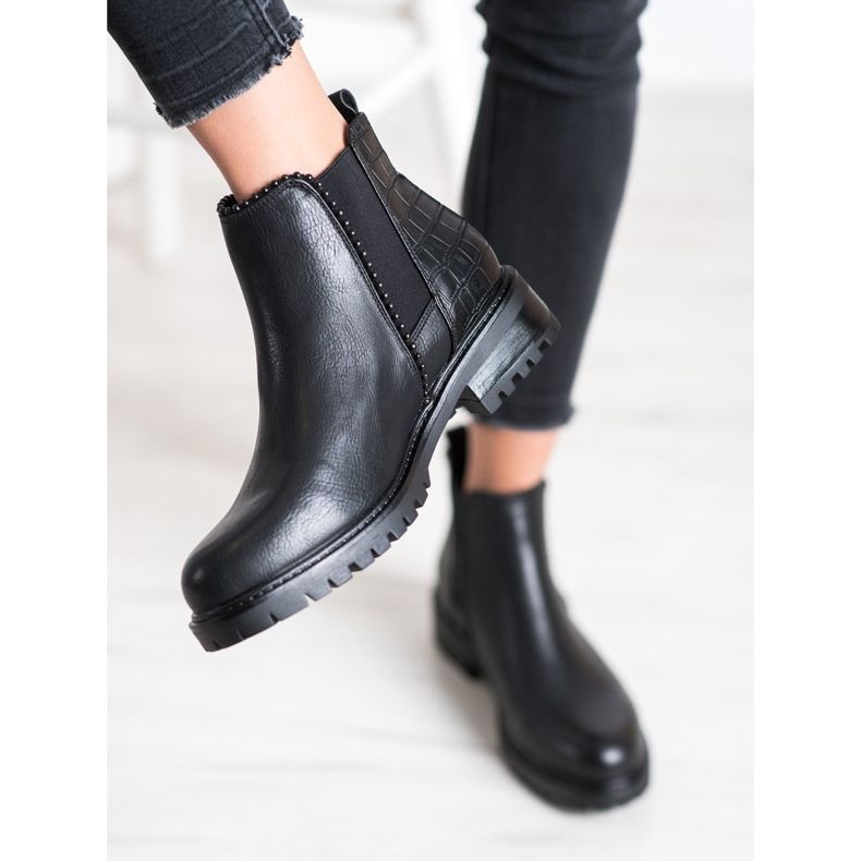 Super Me Černé boty Jodhpur Snake Print černá 2 Super Me Černé boty Jodhpur Snake Print černá 2