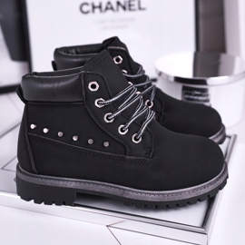 MSMG Dětské černé teplé gonzo boty s cvočky černý 1