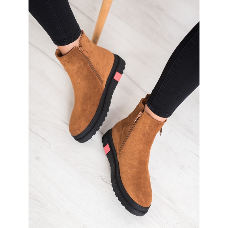 Seastar Boty na černé platformě hnědý 1