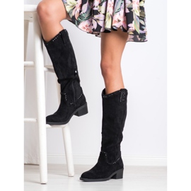 Small Swan Kovbojské boty s ornamenty černý 1