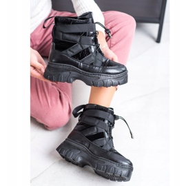 SHELOVET Černé sněhové boty s oteplováním černá 2