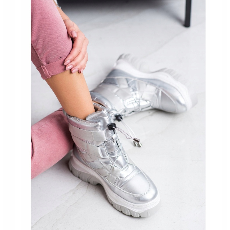 SHELOVET Oteplovací stříbrné sněhové boty stříbrný 2