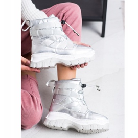 SHELOVET Oteplovací stříbrné sněhové boty stříbrný 1