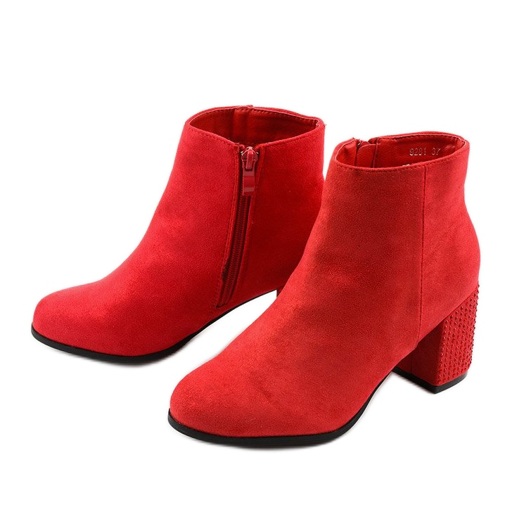 Červené třpytivé kotníkové boty na sloupku Slatemark 2