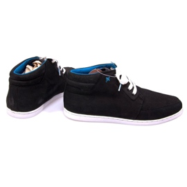 Vysoké kožené střední černé tenisky bílý černá 1