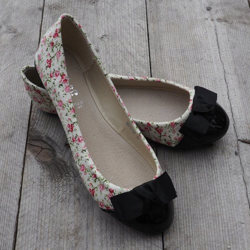 Balerínky s mašlí 6148 barevných bílý 1