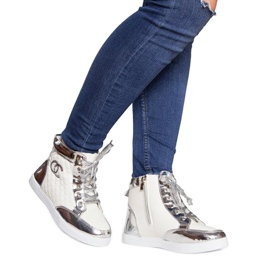 Vysoké tenisky R17 bílé bílý stříbro 1