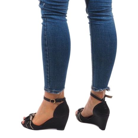 Sandály na klínku F1-43 Black černá 2