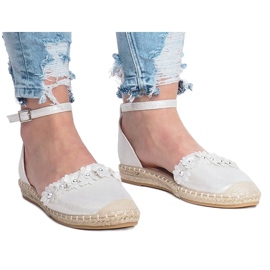 Stříbrné espadrilky s květinami LL6271 stříbro 1