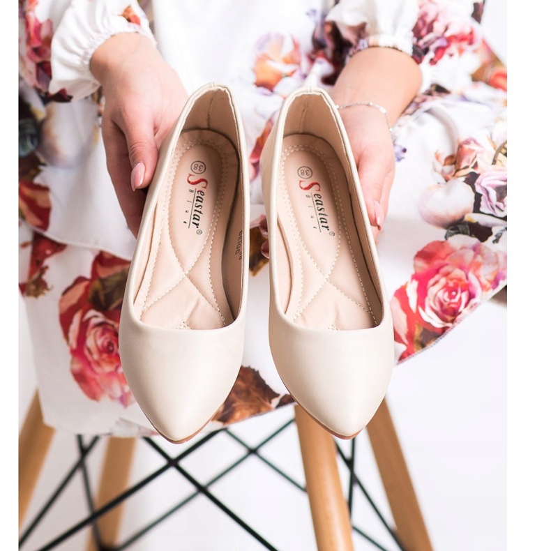 Seastar Béžové eko kožené balerínky béžový 1