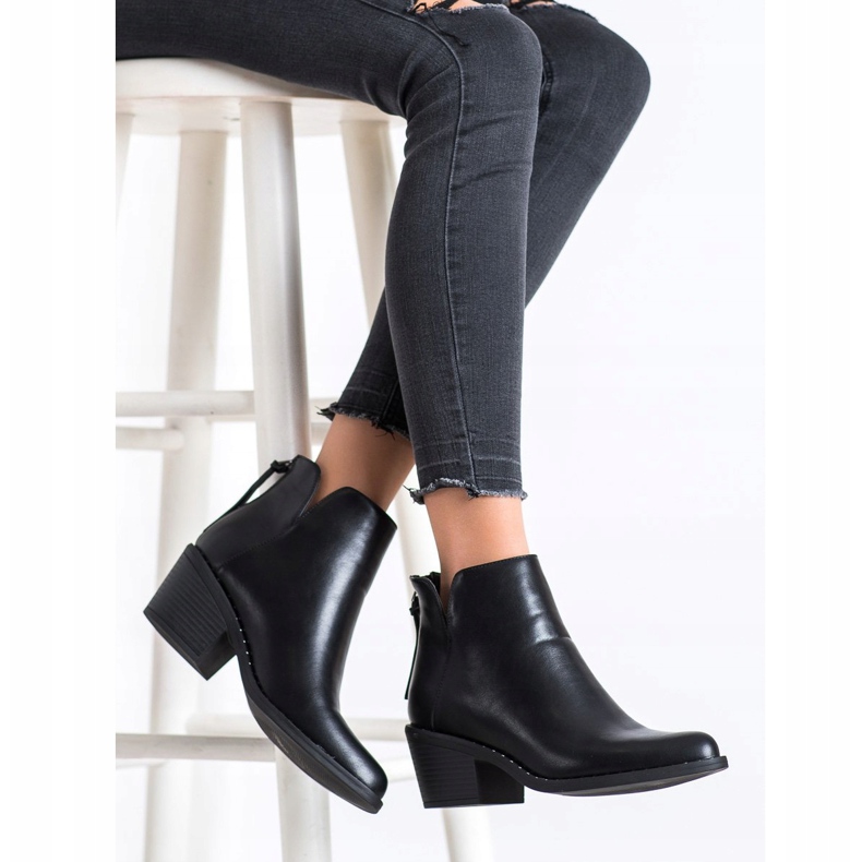 Kayla Pohodlné kozačky z ekokůže černá 1