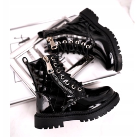 FRROCK Řekněte vám, dětské boty zahřáté kožešinou, lakované černé černá 2