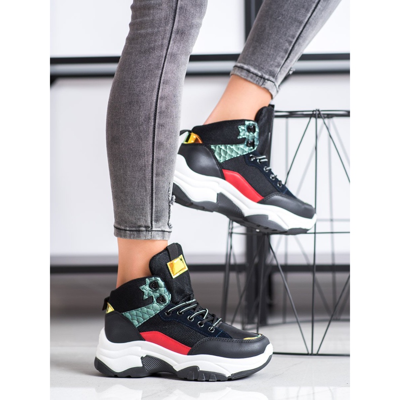 SHELOVET Barevné tenisky černá vícebarevný 2