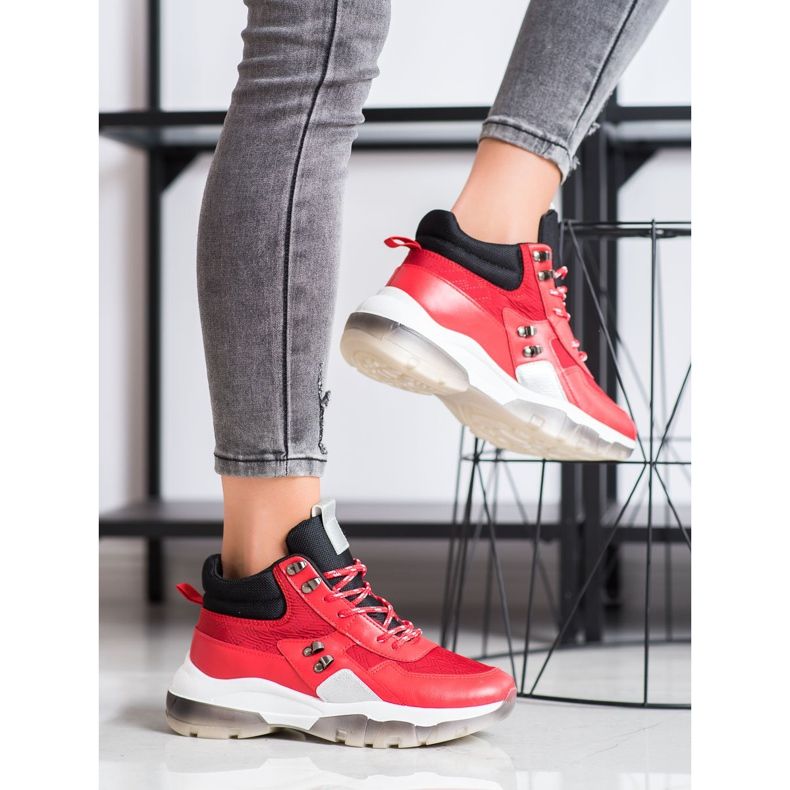 SHELOVET Módní červené tenisky černá 1