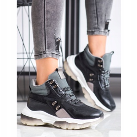 SHELOVET Černé módní tenisky černá vícebarevný 1