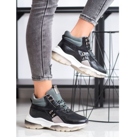 SHELOVET Černé módní tenisky černá vícebarevný 2